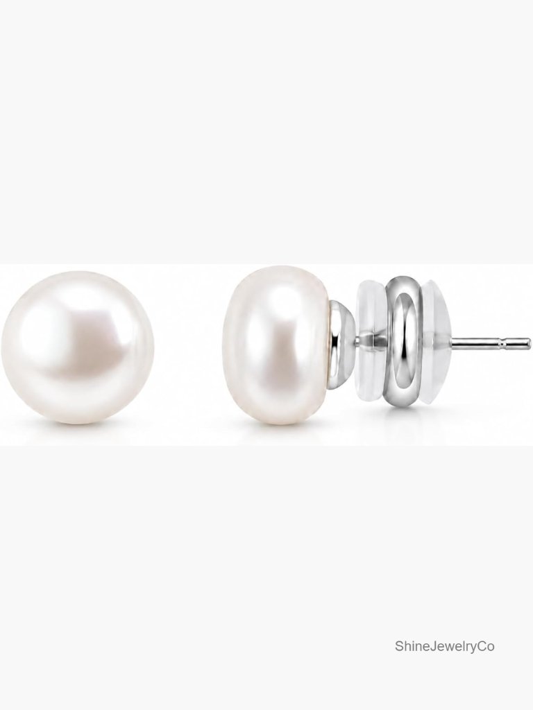 Freshwater Pearl Stud Earrings, Minimalist Everyday Jewelry